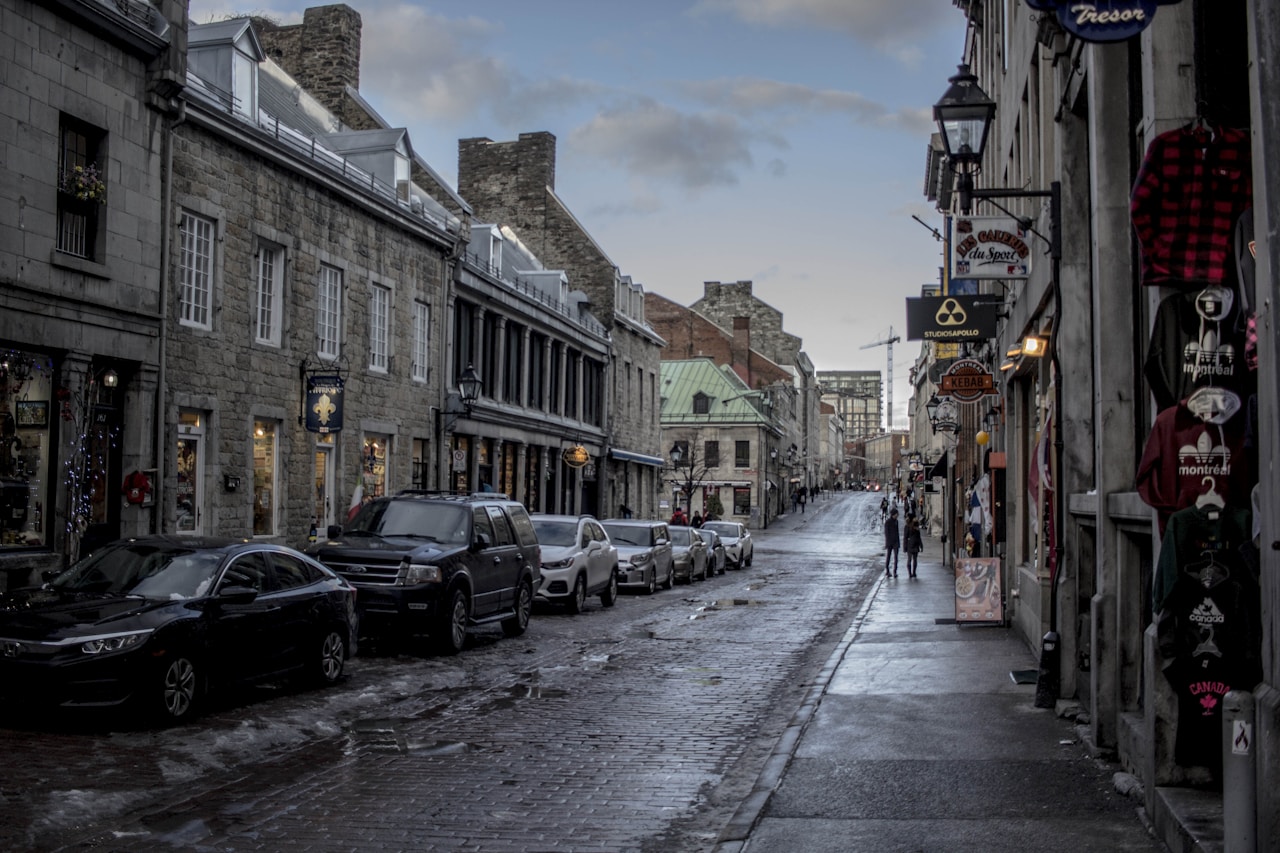 Old Montreal cobblestone streets with historic architecture
